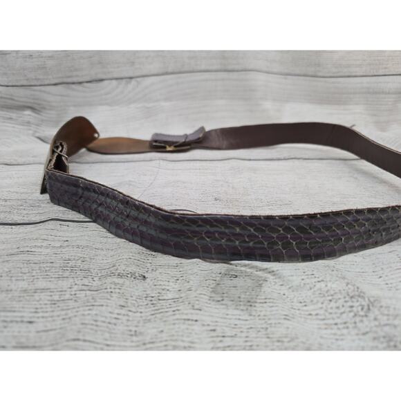 Vtg Brutalist Bonnie Boynton Brass Belt Faux Snakeskin main image 8